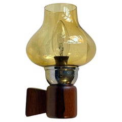 Swedish Modern Wall Sconce with Honey Smoke Glass Shade, 1960s