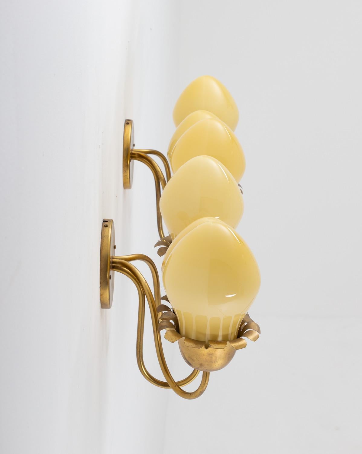 Swedish Modern Wall Sconces in Brass and Glass In Good Condition In Karlstad, SE