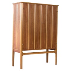 Swedish modern walnut and beech relief cabinet by David Blomberg, 1940s
