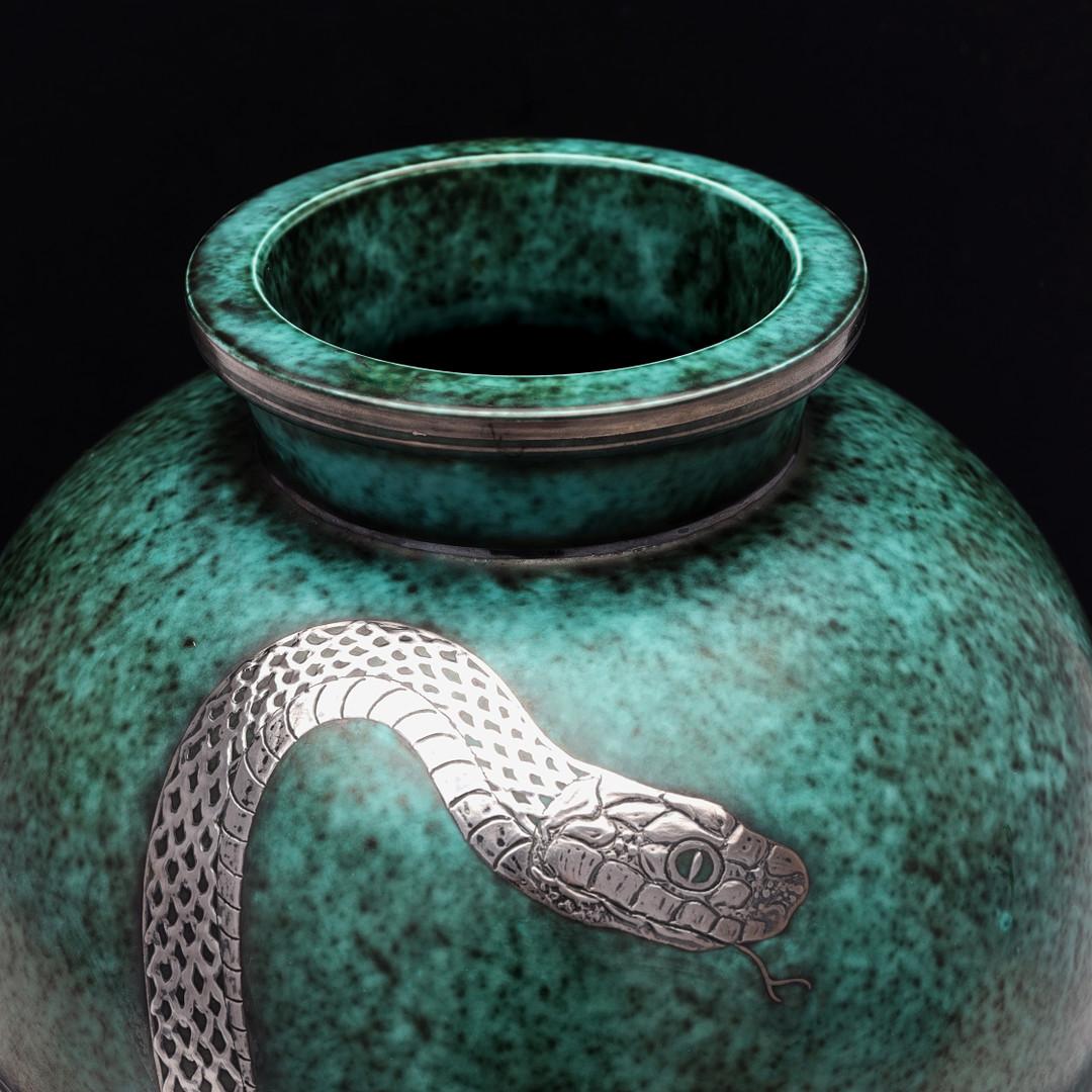 20th Century Swedish Modern Wilhelm Kage Argenta Snake Vase, 1930's For Sale