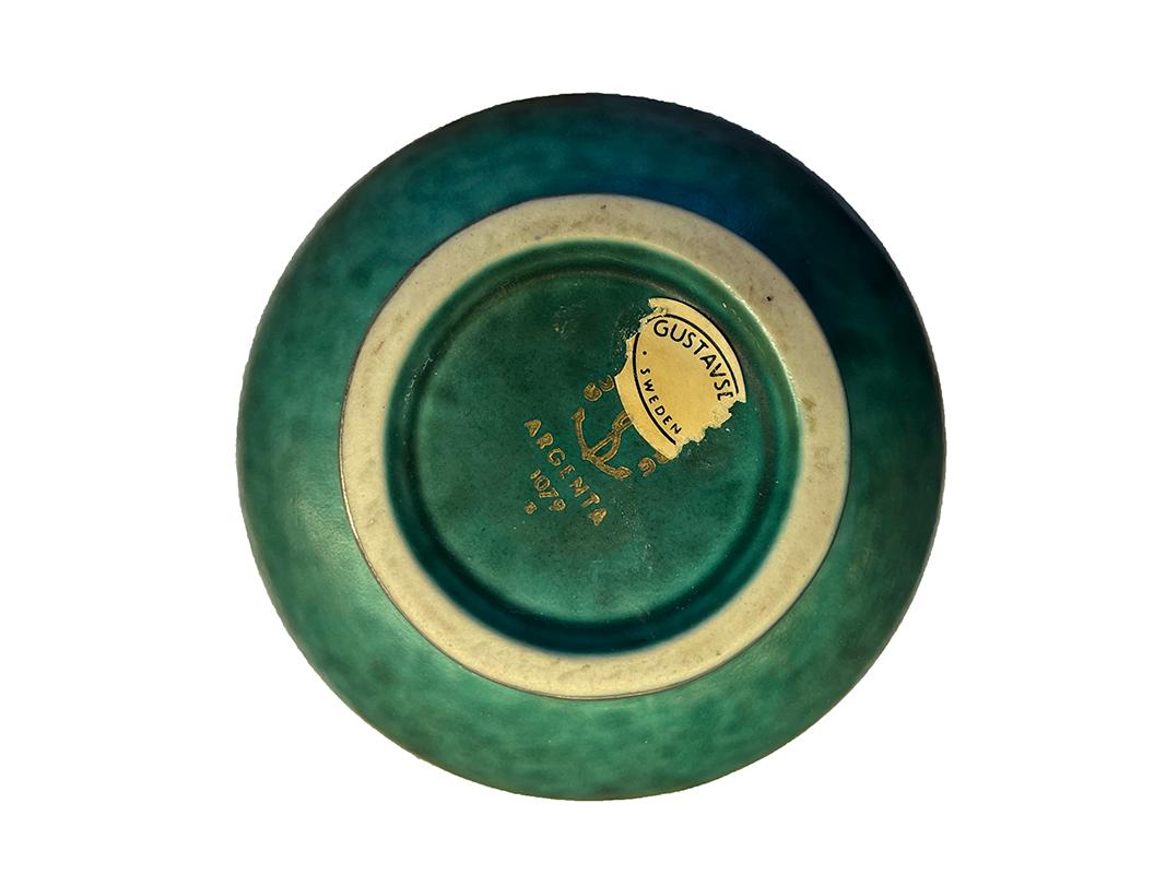 Schwedische moderne Wilhelm Kage Argenta-Vase aus Steingut und Silber, Argenta-Fischvase (Skandinavische Moderne) im Angebot