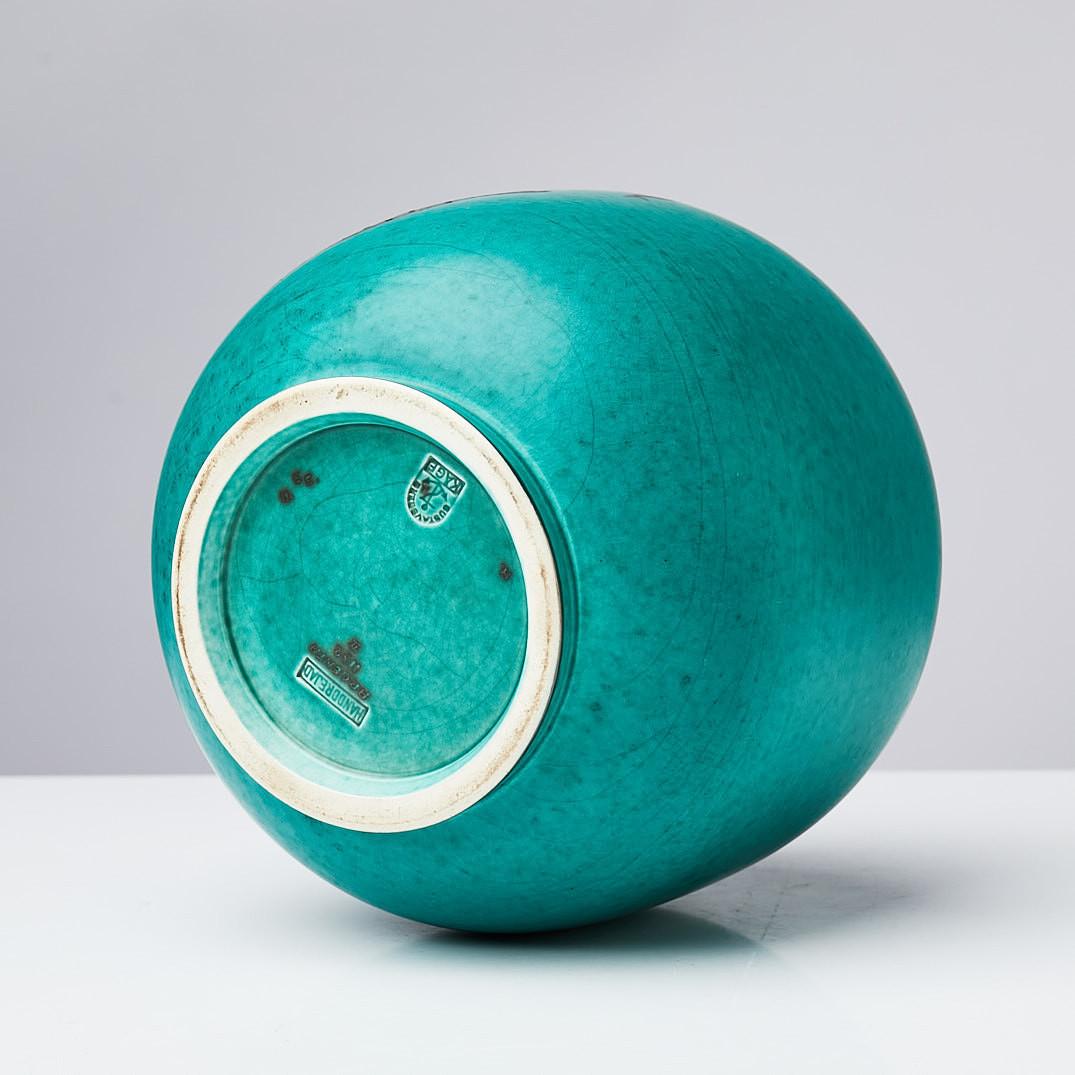 Schwedische moderne Wilhelm Kage Argenta-Vase aus Steingut und Silber im Zustand „Gut“ im Angebot in Uccle, BE