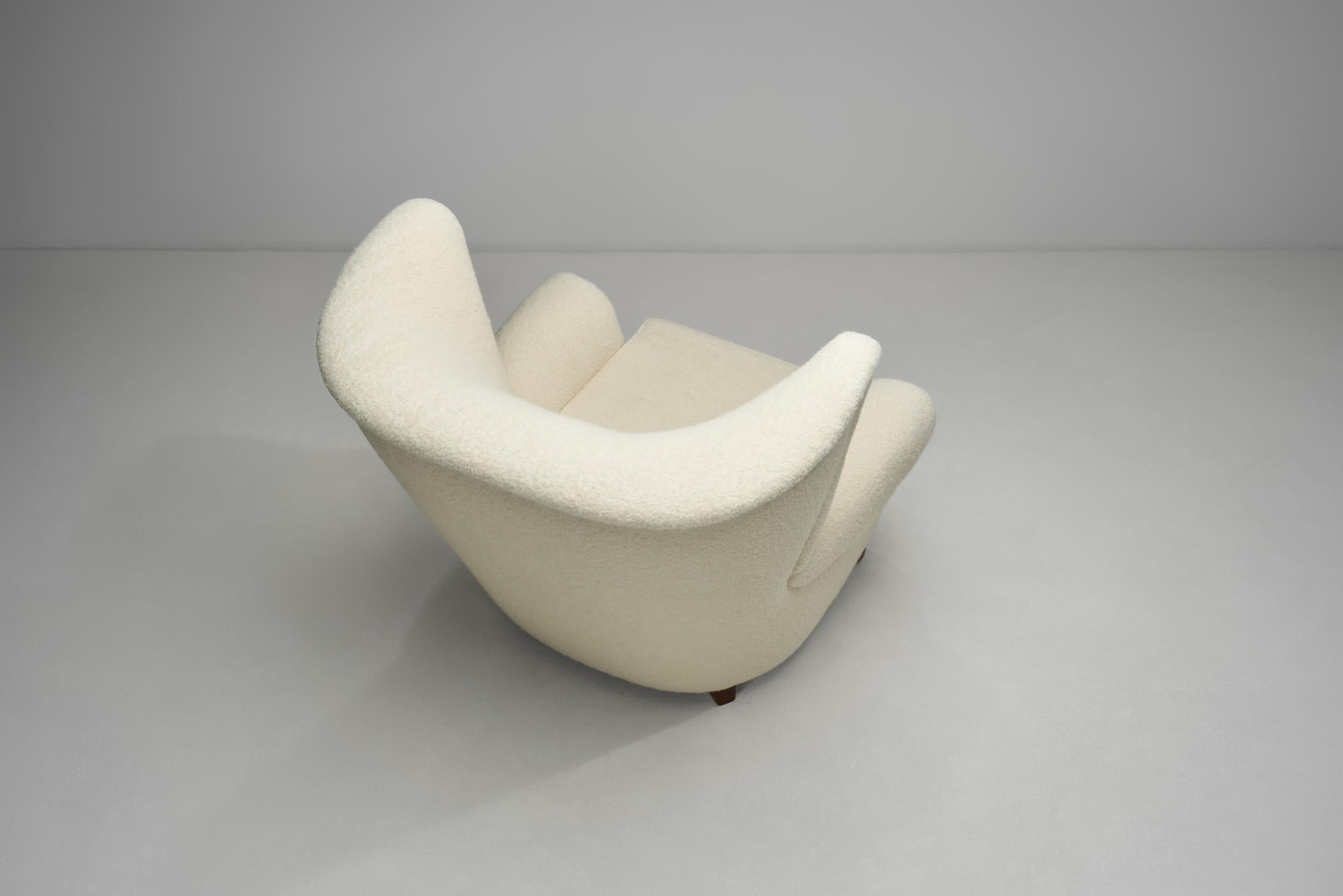 Fabric Swedish Modern Wing-Back Armchair, Sweden ca 1940s For Sale