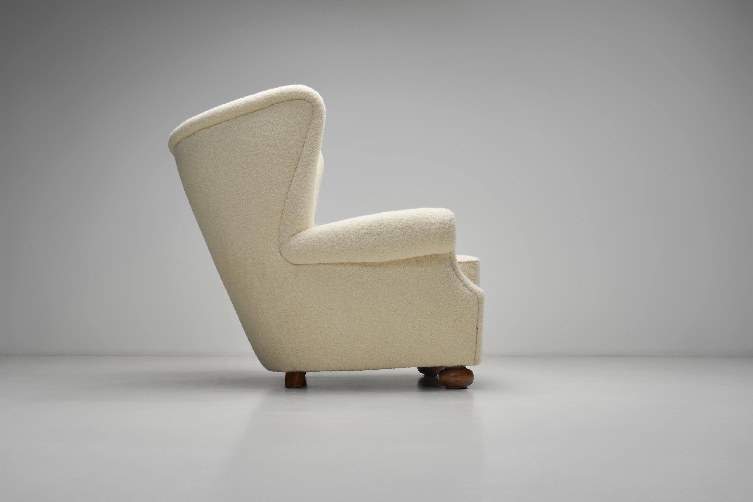 Swedish Modern Wing-Back Armchair, Sweden ca 1940s For Sale 1