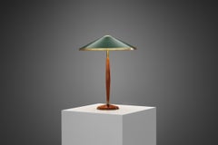 Swedish Modern Wood and Brass Table Lamp by Boréns, Sweden 1960s