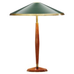 Swedish Modern Wood and Brass Table Lamp by Boréns, Sweden 1960s