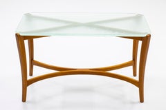 Swedish Modern Wood and Glass Sofa Table by Nordiska Kompaniet, Sweden, 1939