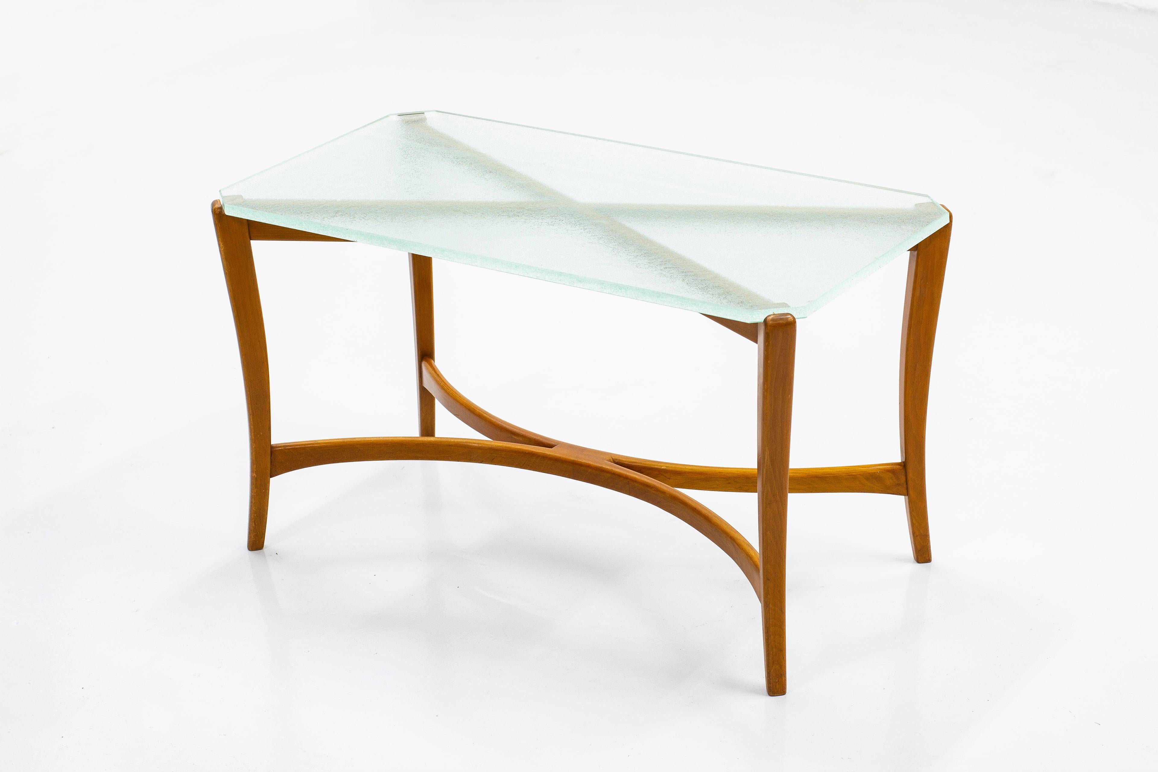 Scandinavian Modern Swedish Modern Wood and Glass Sofa Table by Nordiska Kompaniet, Sweden, 1939 For Sale