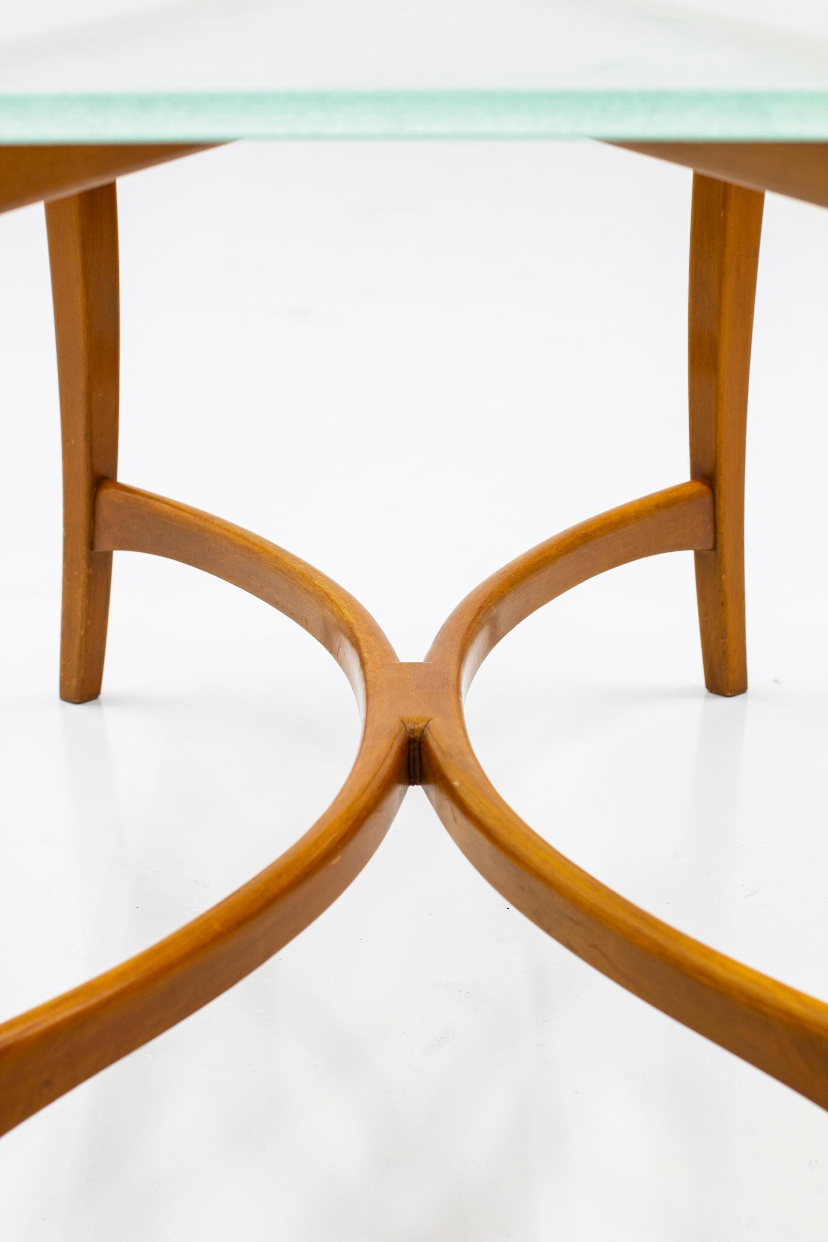 Swedish Modern Wood and Glass Sofa Table by Nordiska Kompaniet, Sweden, 1939 For Sale 2
