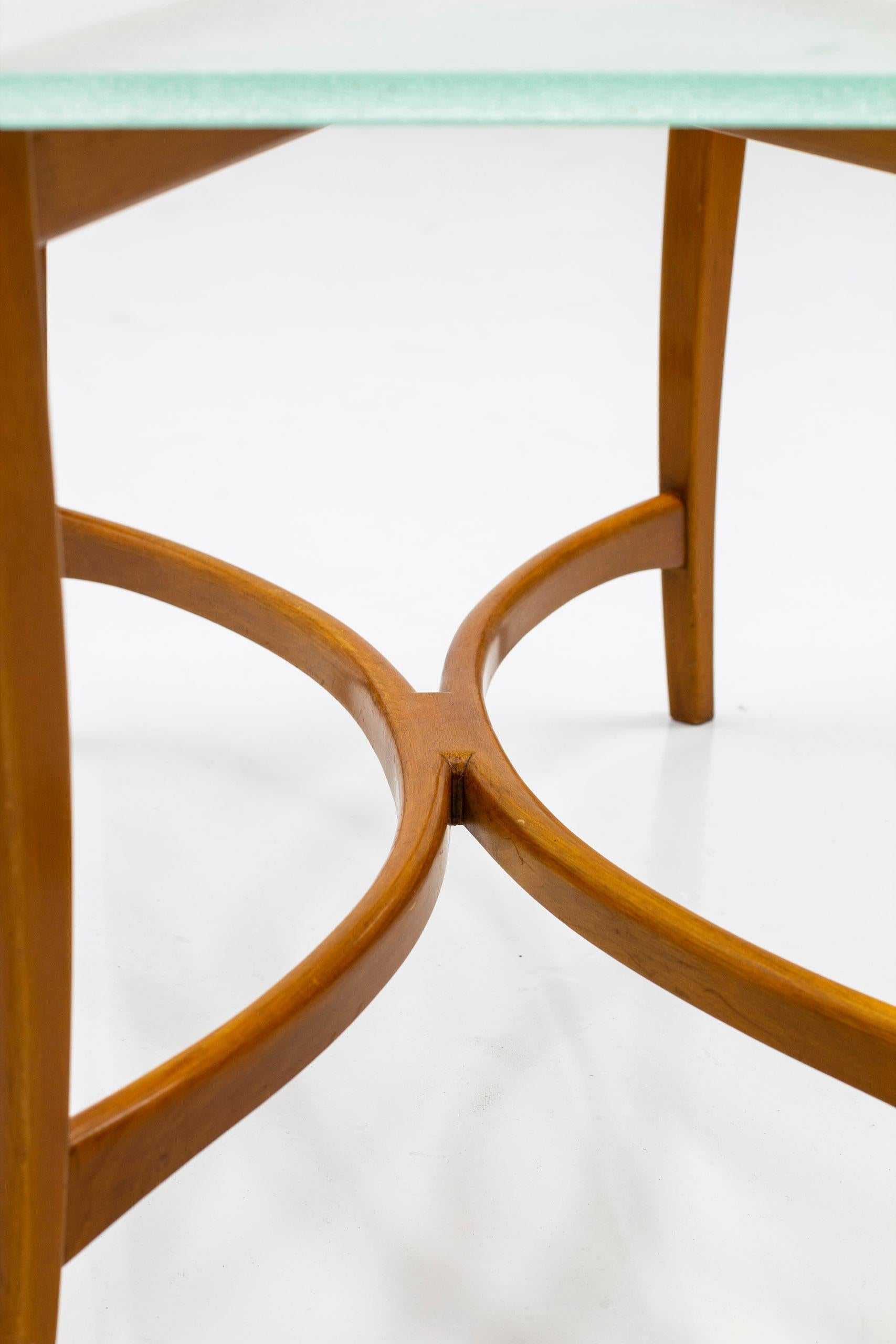 Swedish Modern Wood and Glass Sofa Table by Nordiska Kompaniet, Sweden, 1939 For Sale 3