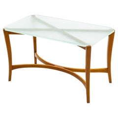 Swedish Modern Wood and Glass Sofa Table by Nordiska Kompaniet, Sweden, 1939