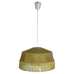 Swedish Modern Woven Pendant Light with Fringe, 1940s
