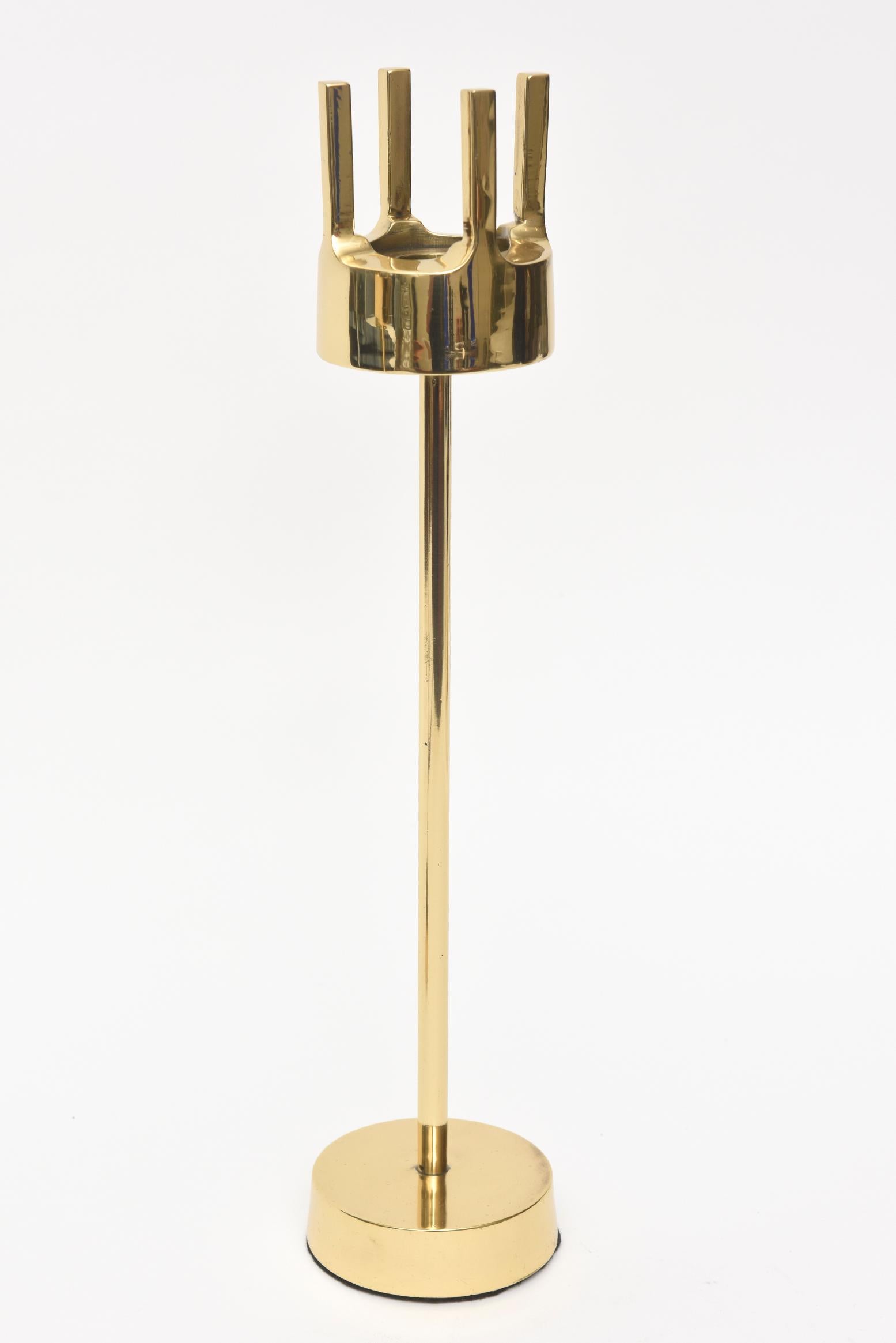 Swedish Modernist Brass Candlesticks Style of Pierre Forsell for Skultana