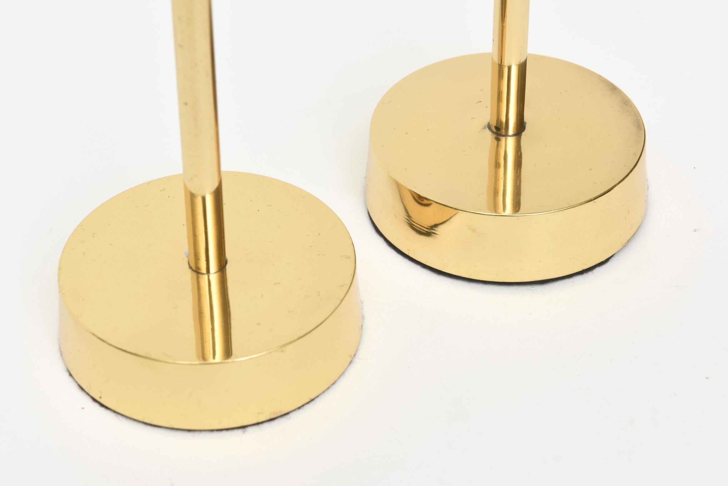 Mid-20th Century Modernist Brass Candlesticks Style of Pierre Forsell for Skultana