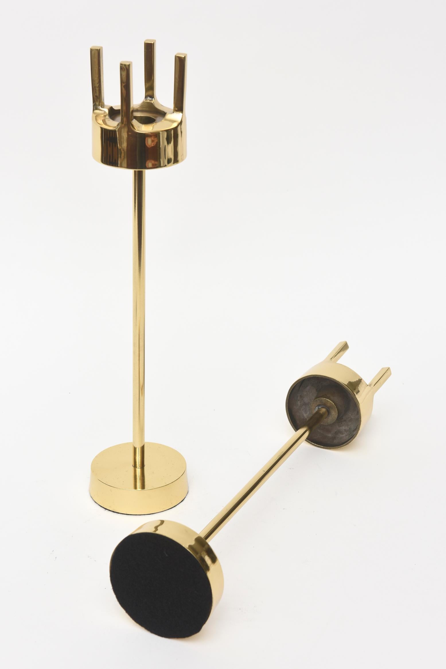 Modernist Brass Candlesticks Style of Pierre Forsell for Skultana 2