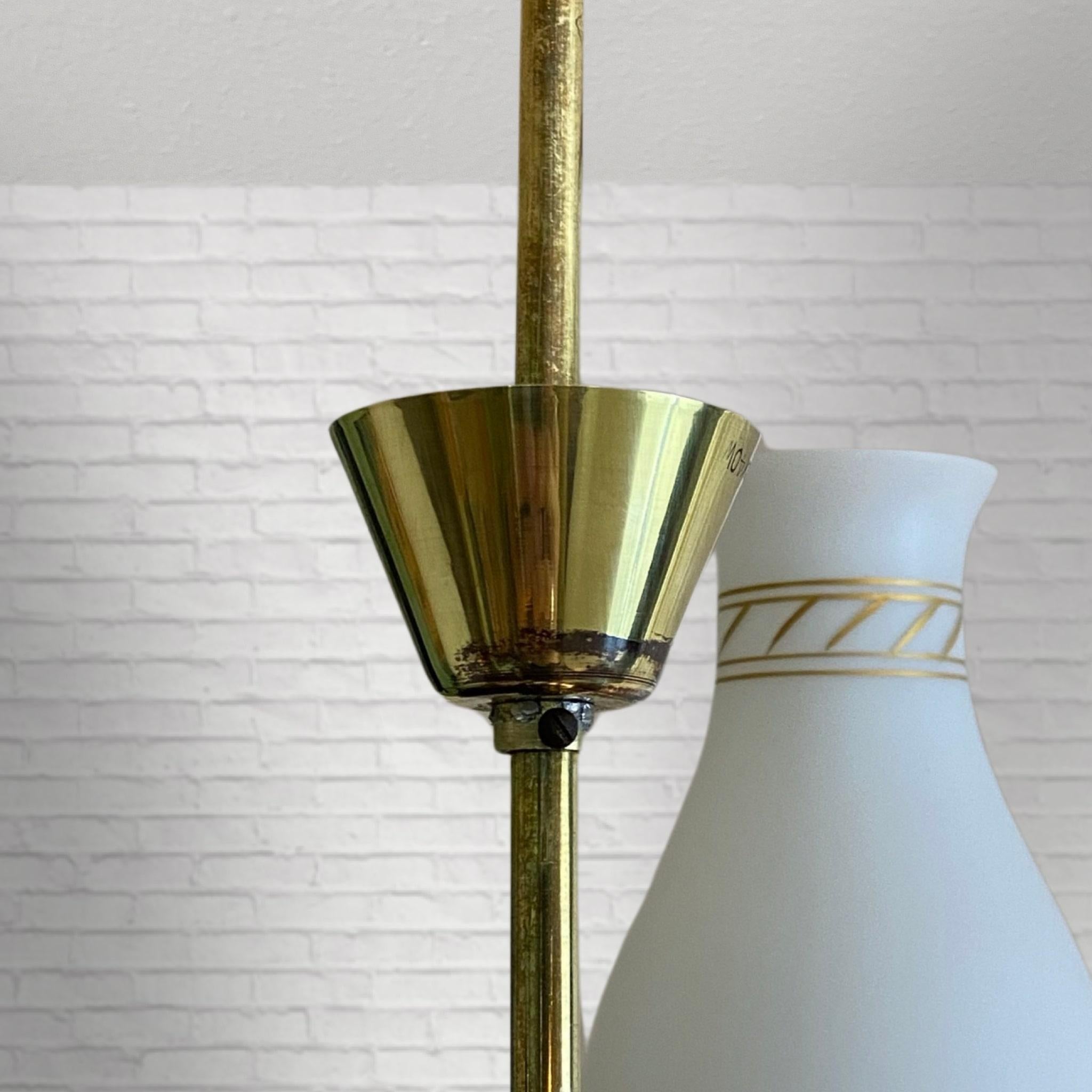 Swedish modernist chandelier, brass and glass, Scandinavian Modern, 1940s For Sale 6