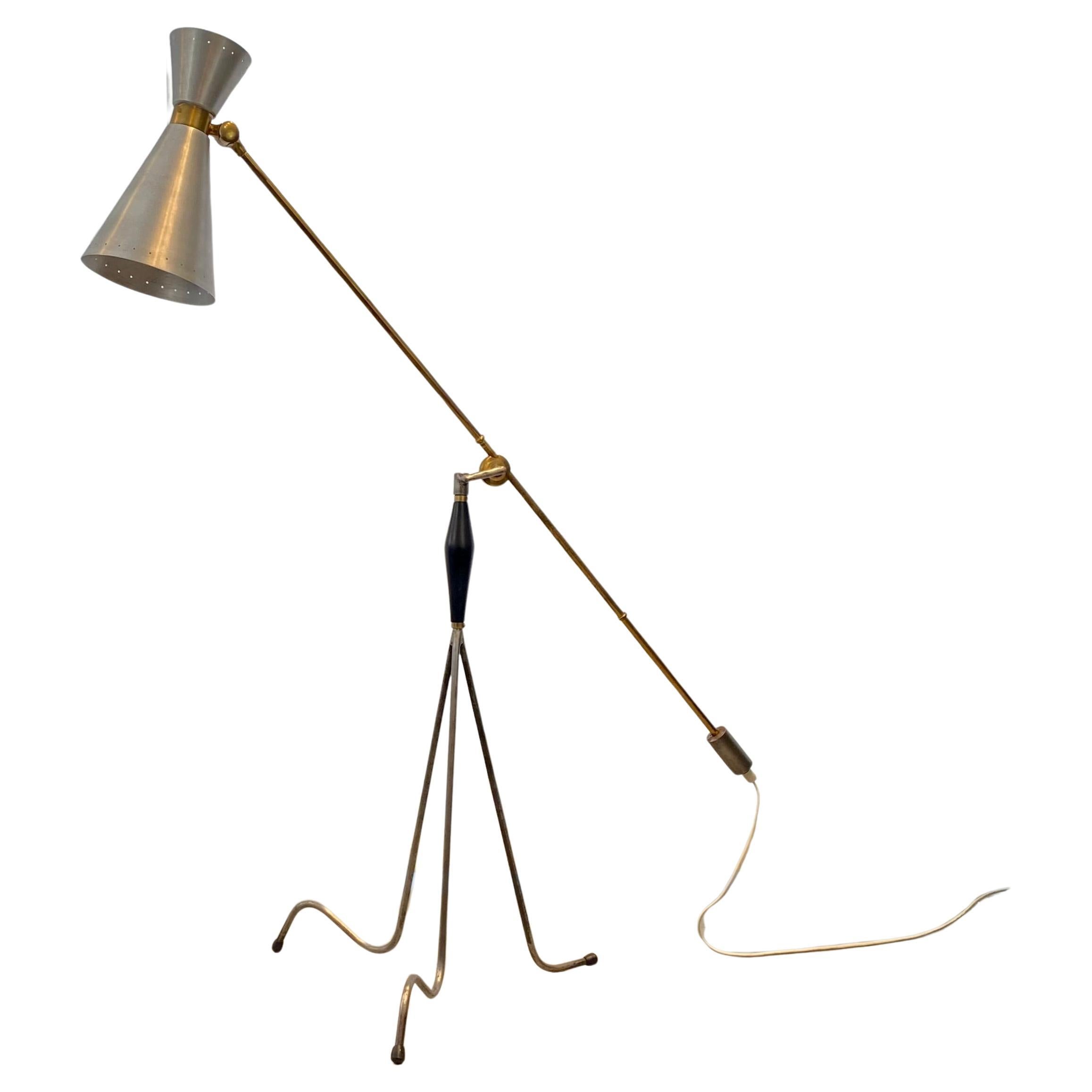 Swedish modernist counterweight floor lamp, 1950s For Sale