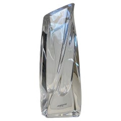 Swedish Modernist Crystal Glass Vase by Göran Wärff, 1980s