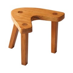 Swedish Modernist Designer, Assymetric Studio Stool, Pine, 1960s, Sweden