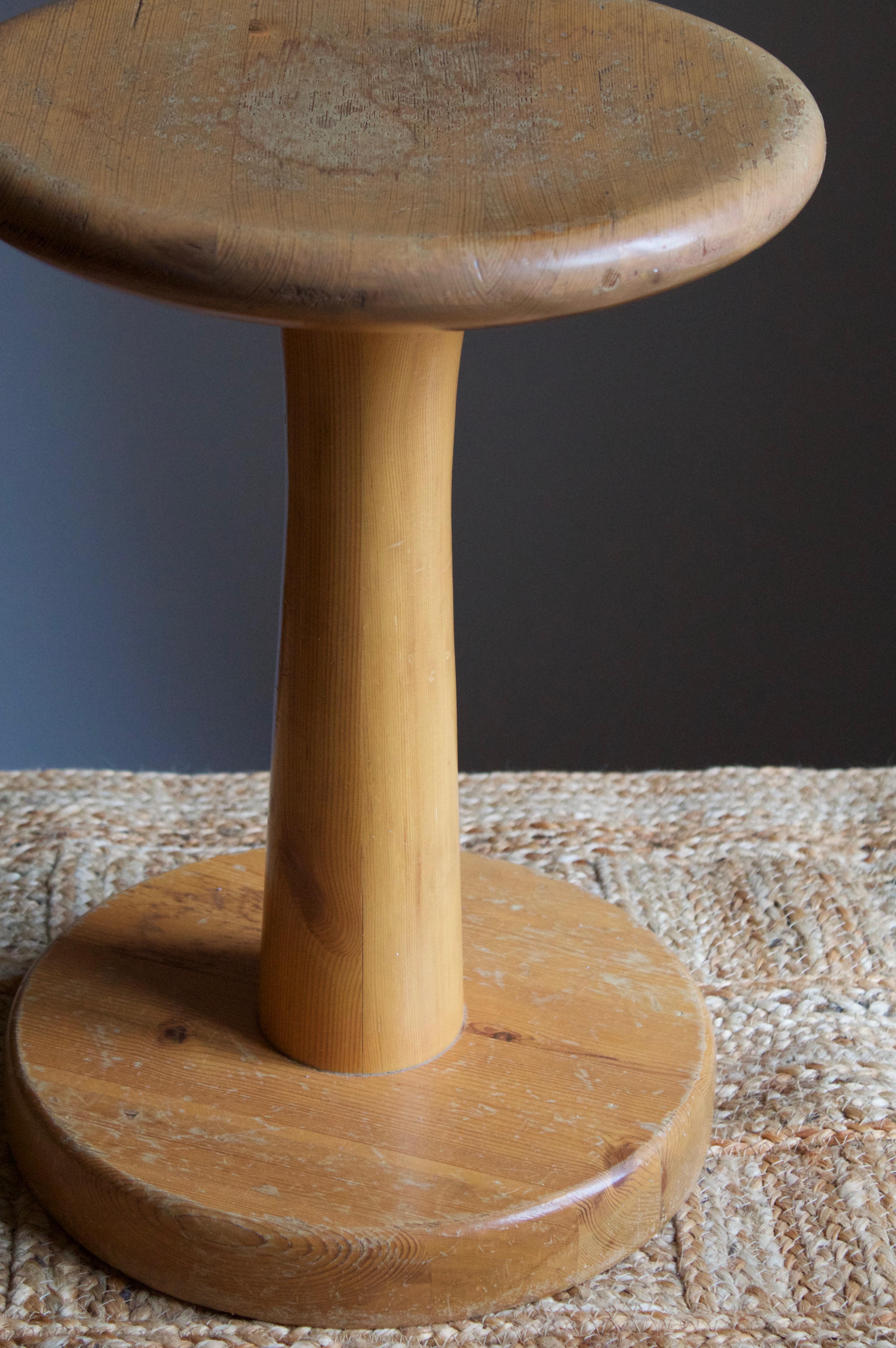 Scandinavian Modern Swedish Modernist Designer, Minimalist Stool, Pine, 1970s