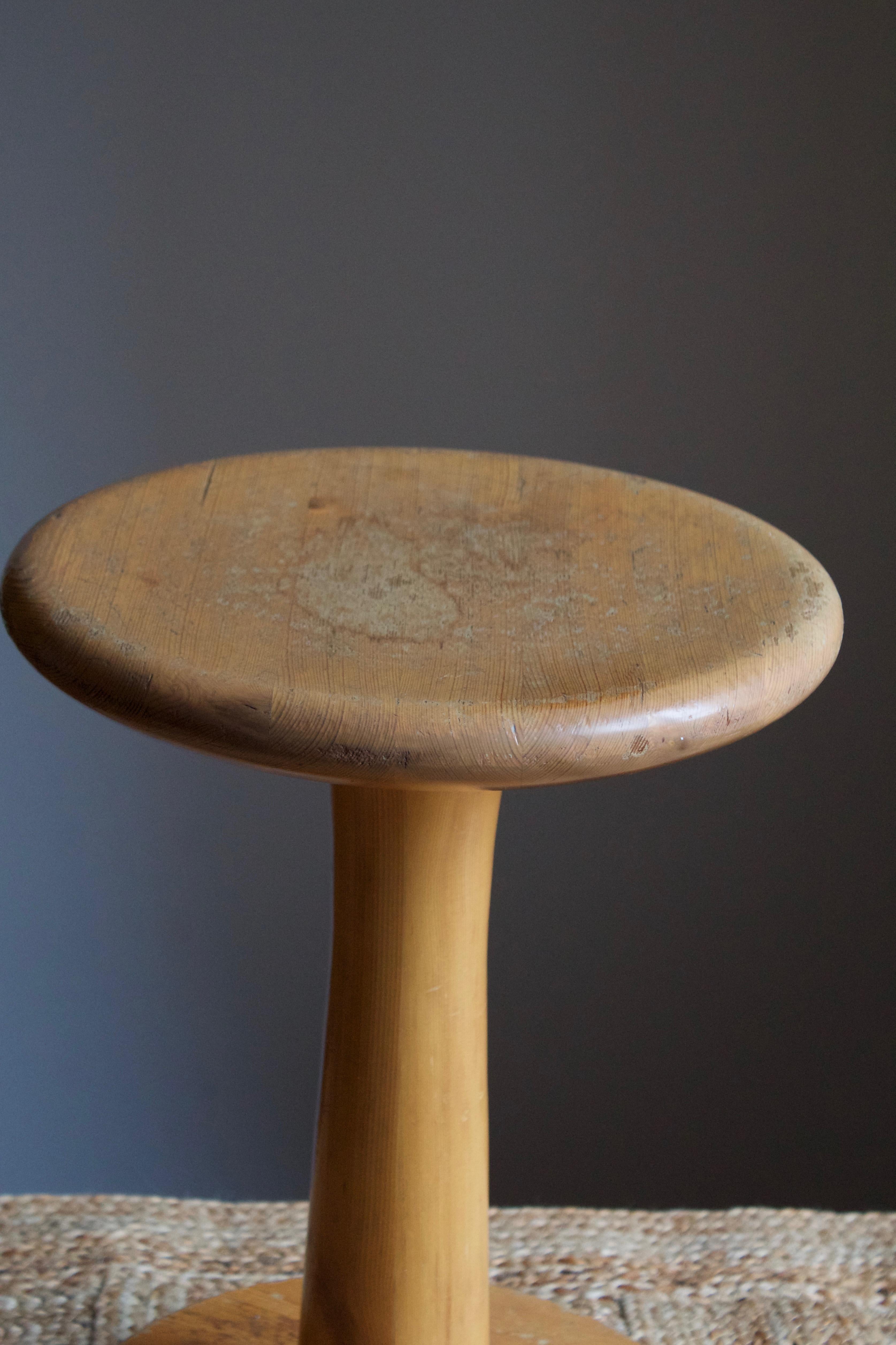 Swedish Modernist Designer, Minimalist Stool, Pine, 1970s In Good Condition In High Point, NC