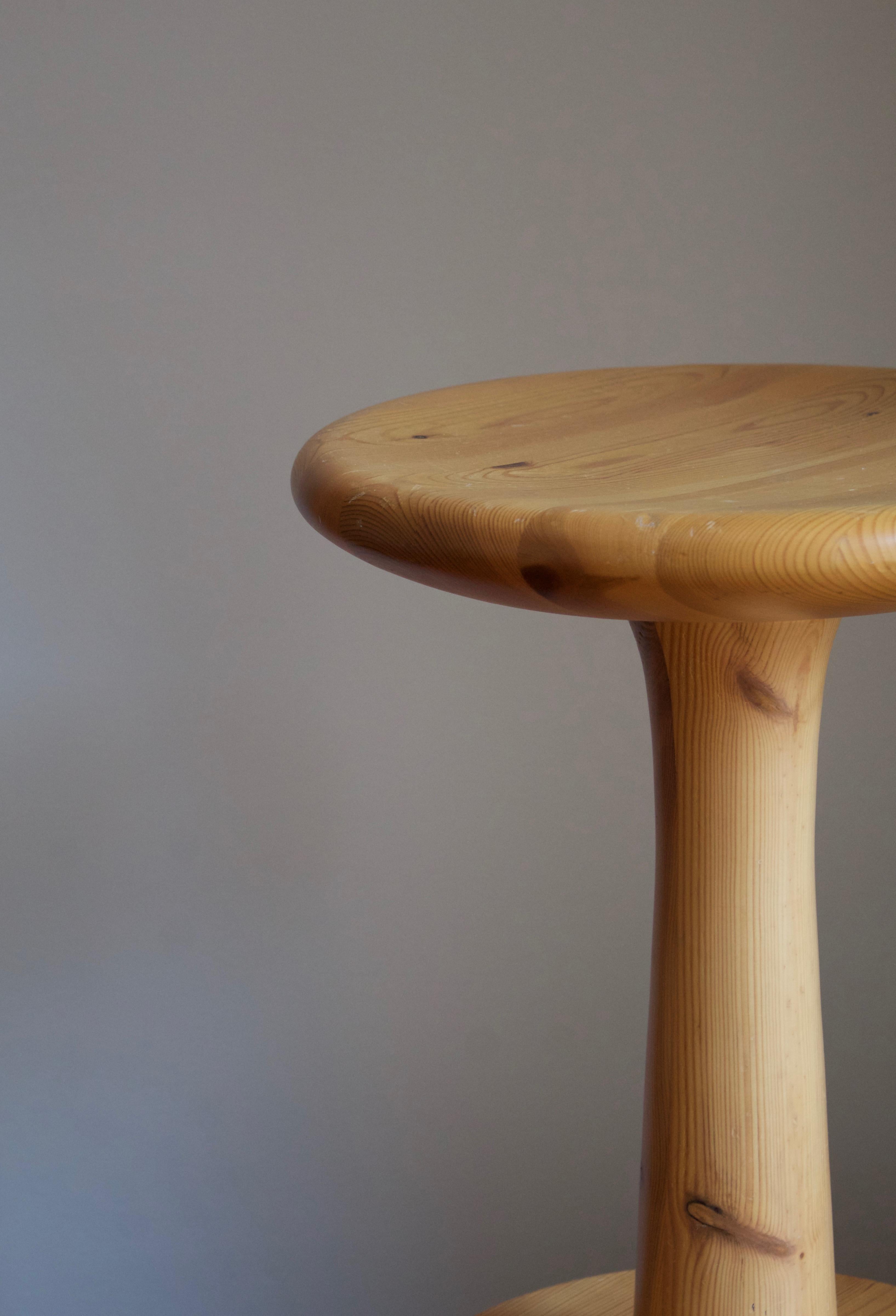 Late 20th Century Swedish Modernist Designer, Minimalist Stool, Pine, 1970s