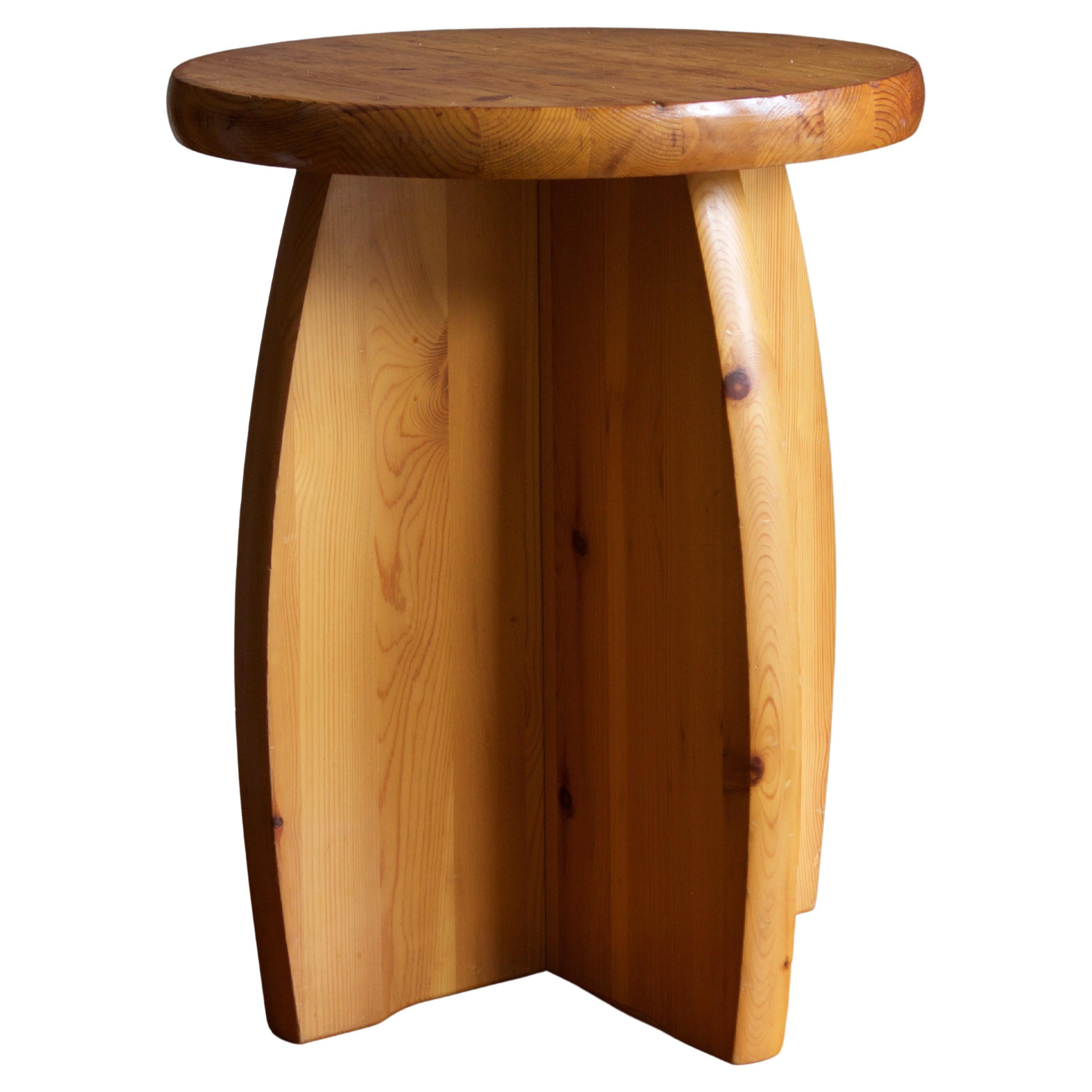 Swedish Modernist Designer, Minimalist Stool, Pine, 1970s