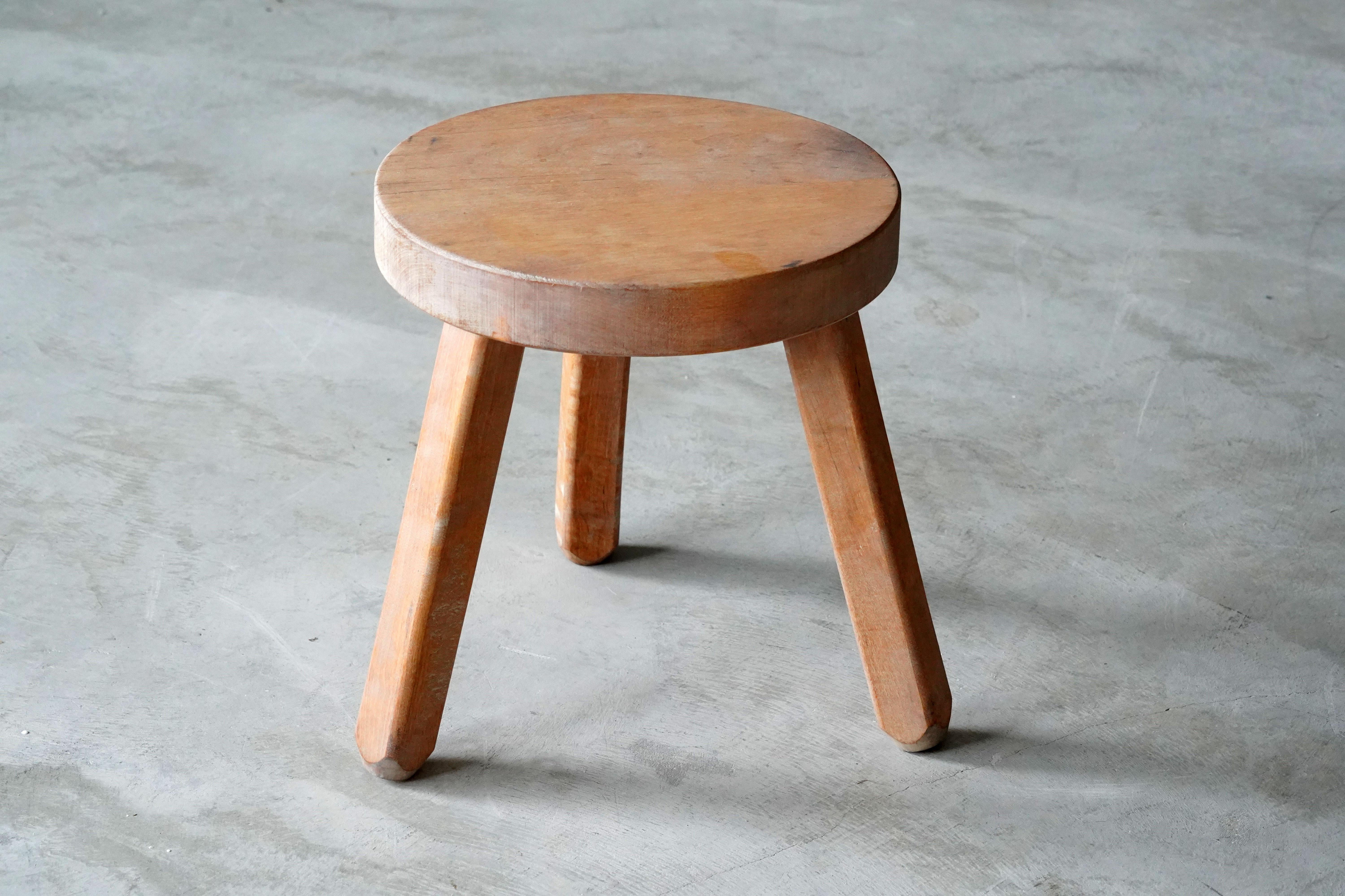A Swedish Birch stool or side table. By unknown designer, 1970s. Purity of form enhances the beauty of wood. 

Other designers working in similar style and materials include Axel Einar Hjorth, Roland Wilhelmsson, Pierre Chapo, and Charlotte