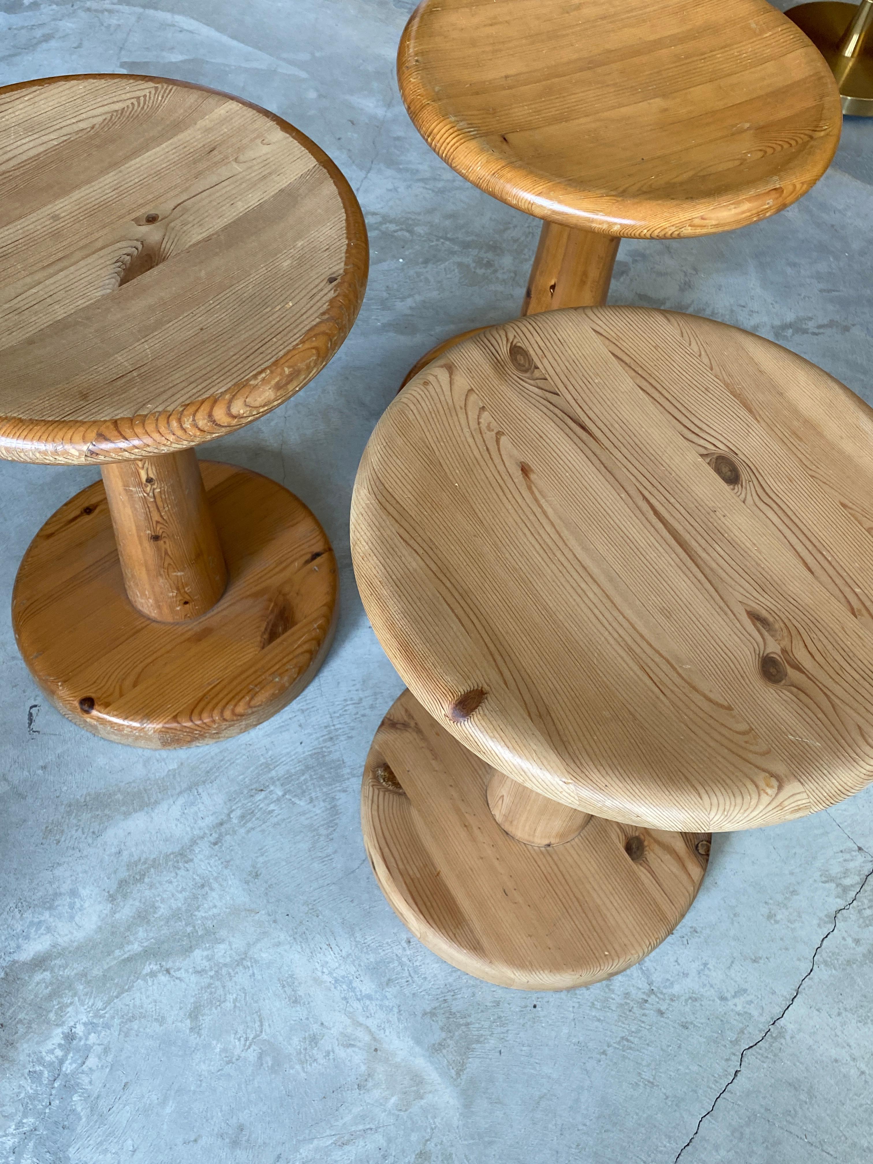 Late 20th Century Swedish Modernist Designer, Minimalist Stools, Pine, 1960s