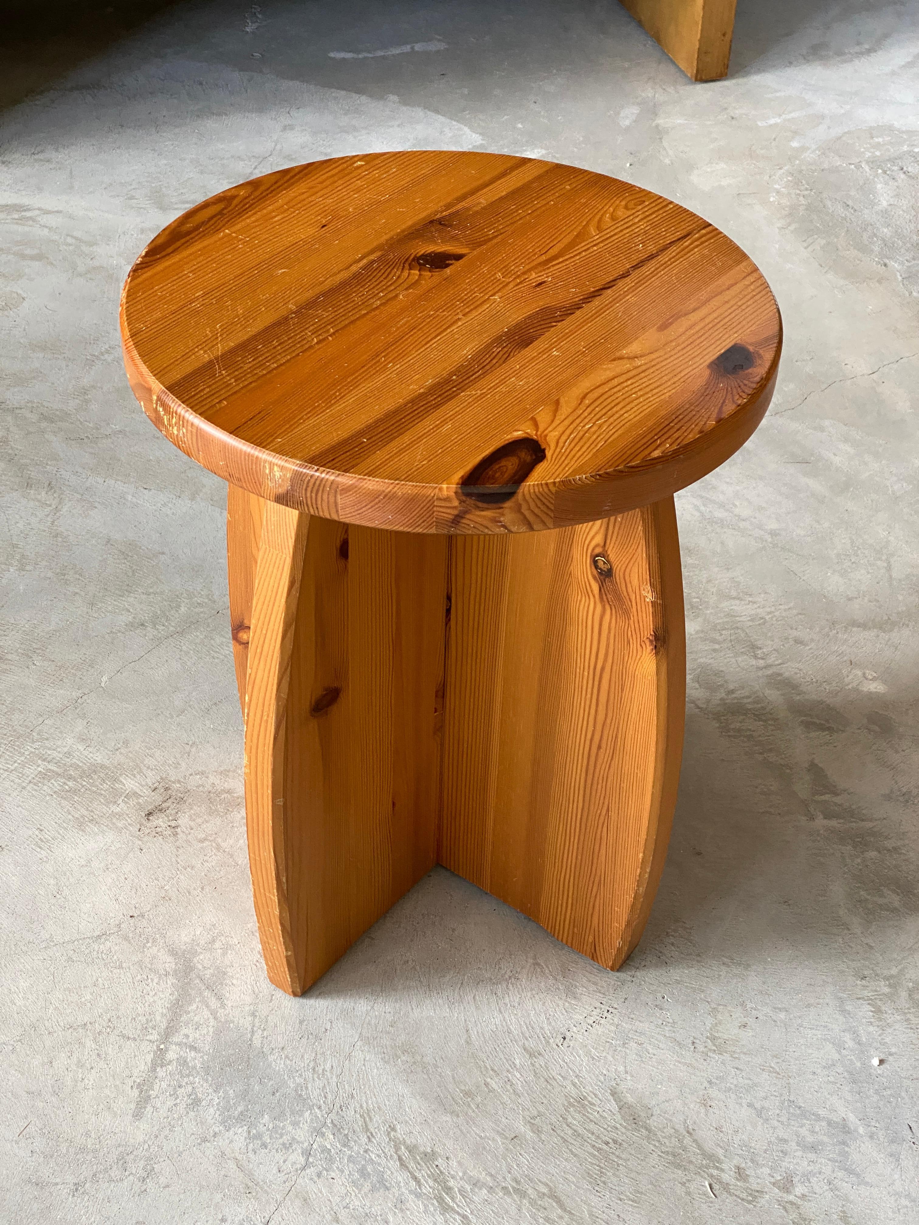 Scandinavian Modern Swedish Modernist Designer, Minimalist Stools, Pine, 1970s