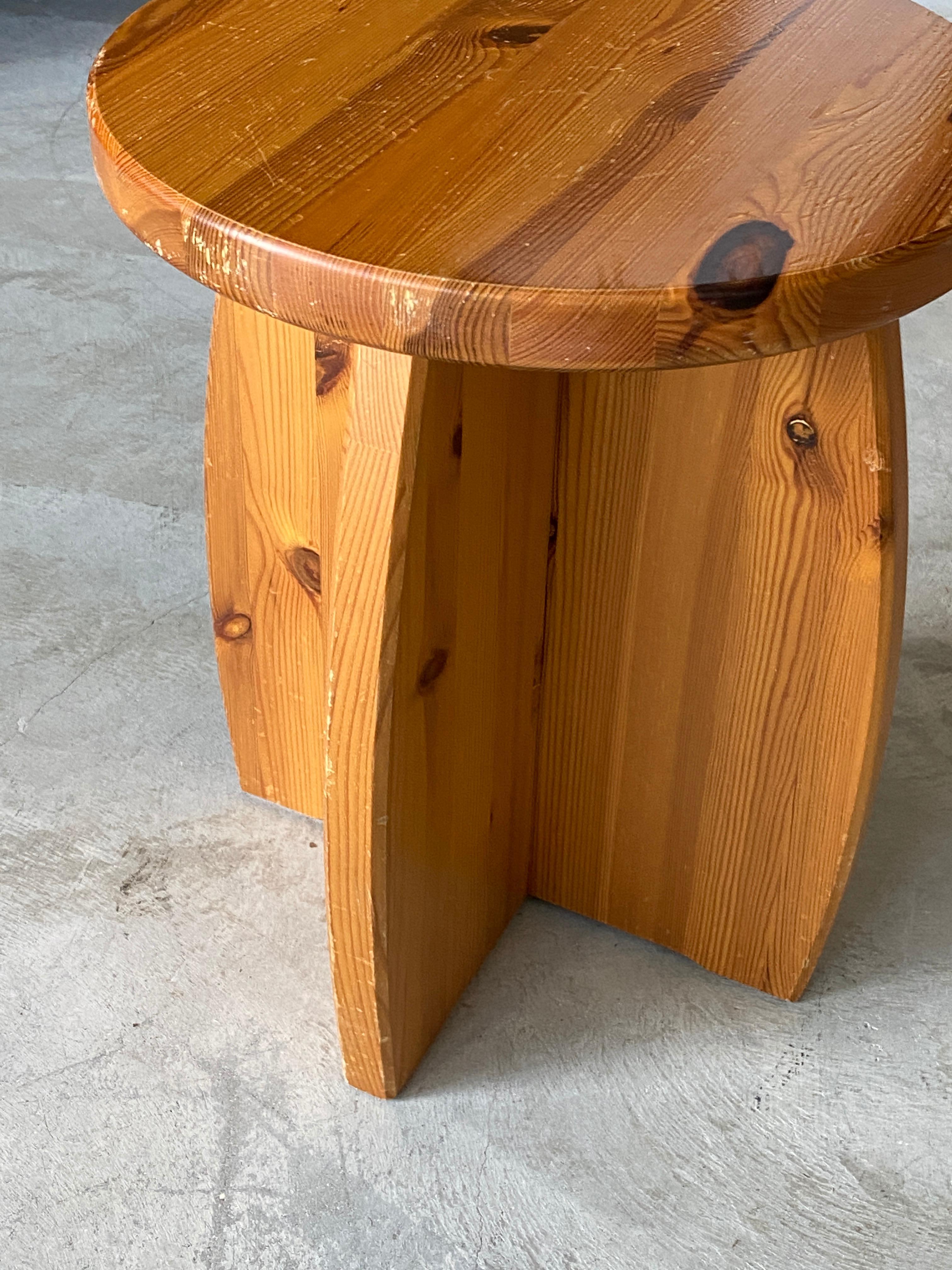 Late 20th Century Swedish Modernist Designer, Minimalist Stools, Pine, 1970s