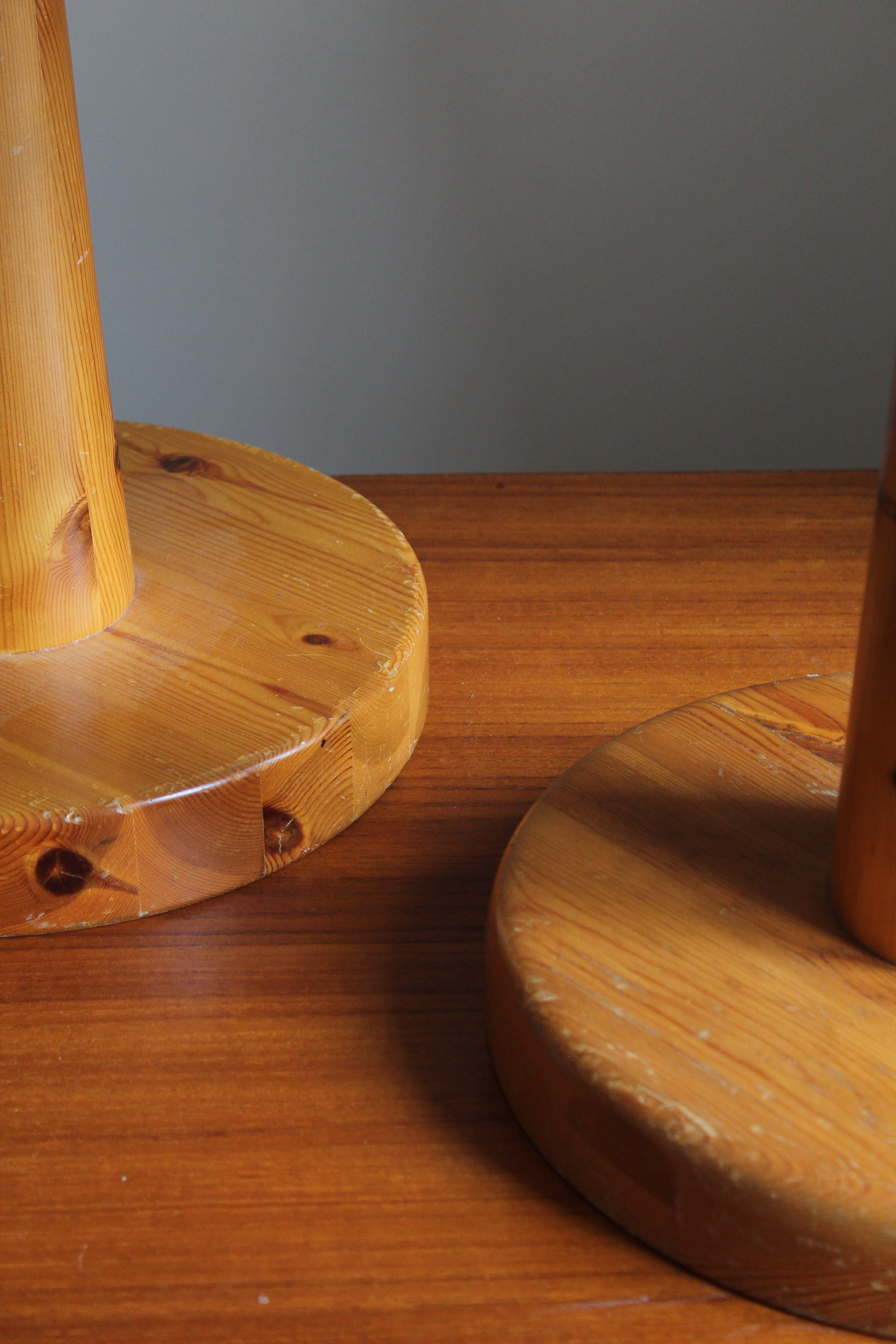 Swedish Modernist Designer, Minimalist Stools, Solid Pine, 1970s In Good Condition In High Point, NC