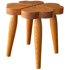 Swedish Modernist Designer, Organic Stool, Sculpted Stained Pine, Sweden, 1960s