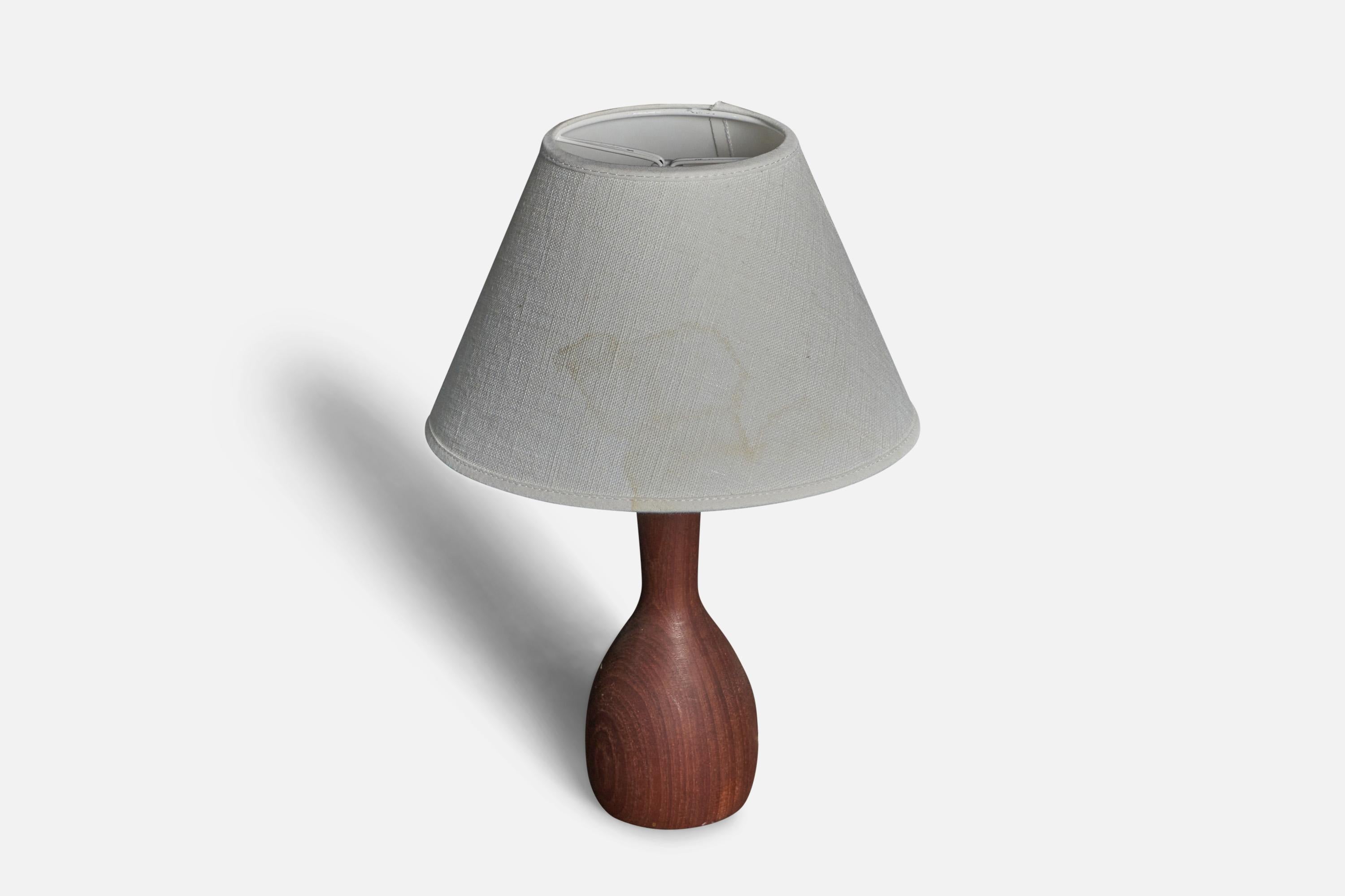 An organic table lamp. In solid teak. Lampshade not included.

Other designers of the period include Finn Juhl, Hans Wegner, Kaare Klint, Alvar Aalto, and Paavo Tynell.