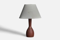 Swedish Modernist Designer, Organic Table Lamp, Teak, Linen, Sweden, 1950s