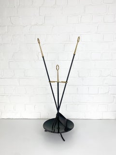 Swedish modernist fire tool set by Gunnar Ander, Ystad Metal, Brass & Metal 1950