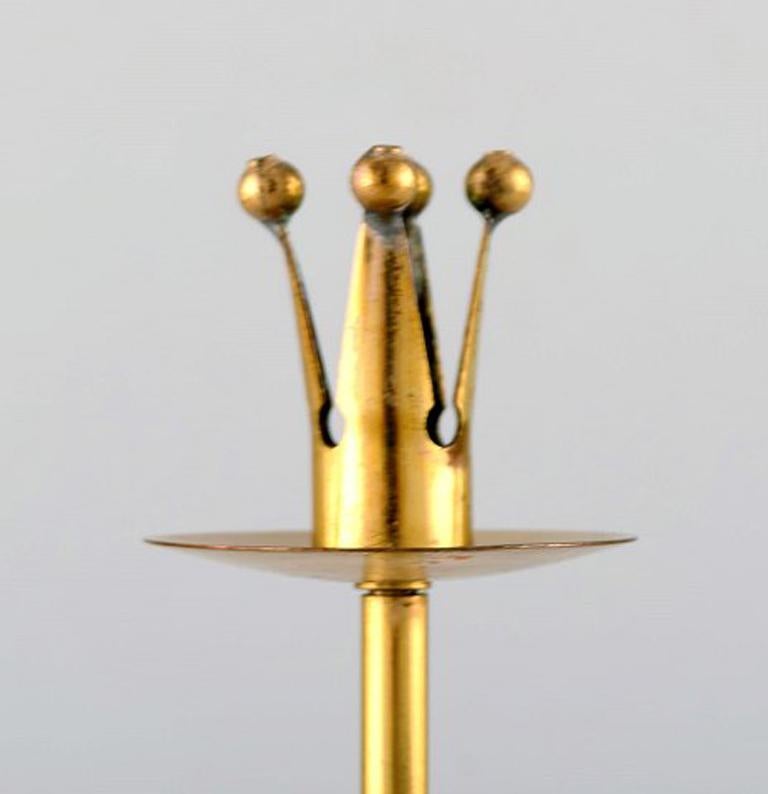 20th Century Swedish Modernist Five-Armed Brass Candlestick, Swedish Design