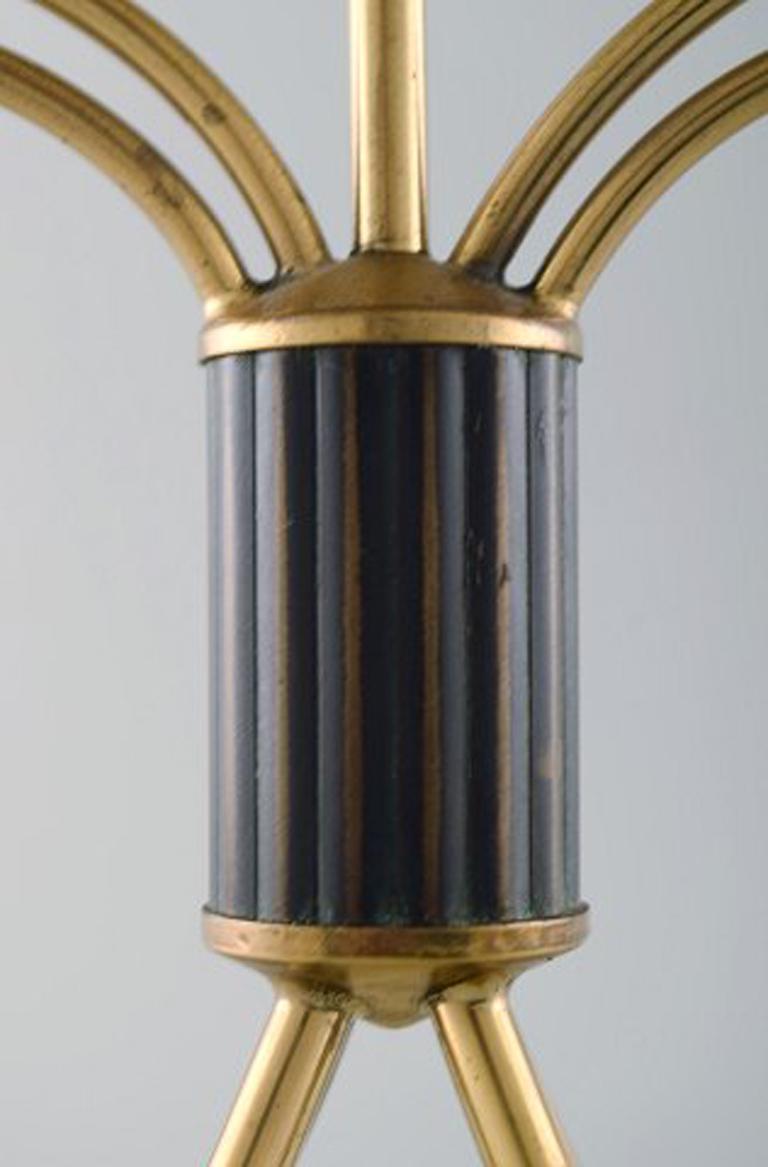 Swedish Modernist Five-Armed Brass Candlestick, Swedish Design 1