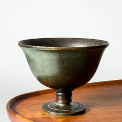 Swedish Modernist Footed Bowl in Patinated Bronze from GAB, 1930s