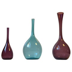 Swedish Modernist Glass Vases by Arthur Percy for Gullaskruf, 1950s, Set of 3