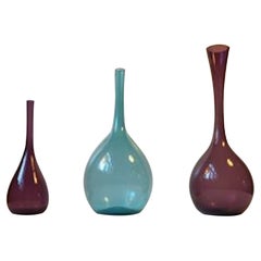Schwedische modernistische schwedische Glasvasen von Arthur Percy für Gullaskruf, 1950er Jahre, 3er-Set