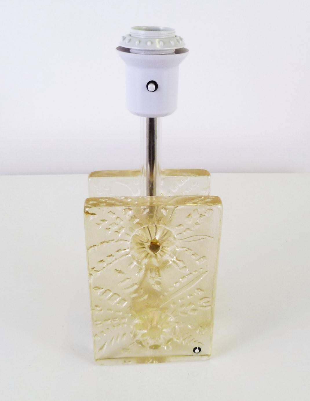 Late 20th Century Swedish Modernist Ice Glass Table Lamp by Pukeberg