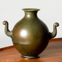 Swedish Modernist Patinated Bronze Vase from GAB, 1930s