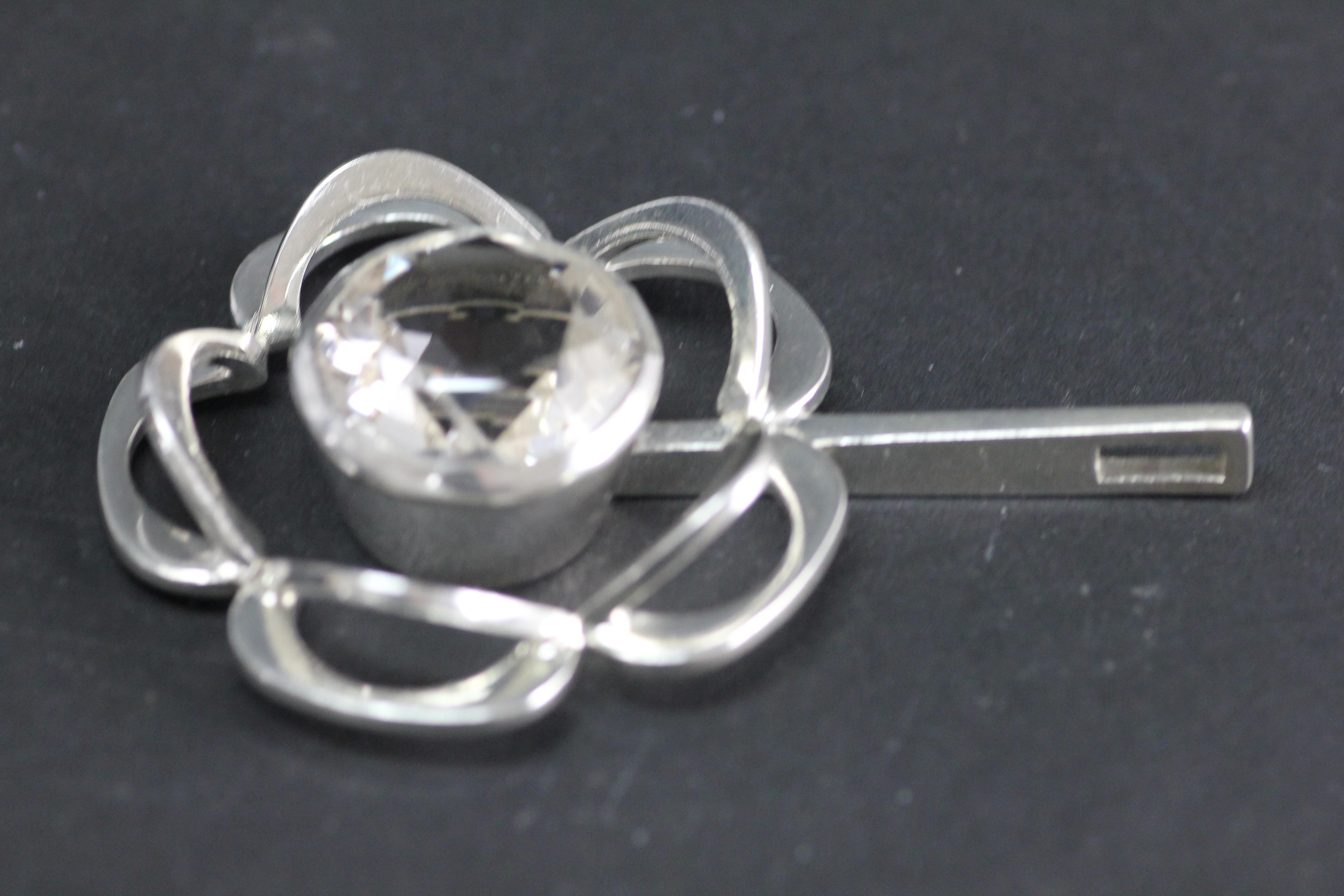 Swedish Modernist Pendant, Alton 1949, Sterling Silver and a Large Rock Crystal 2