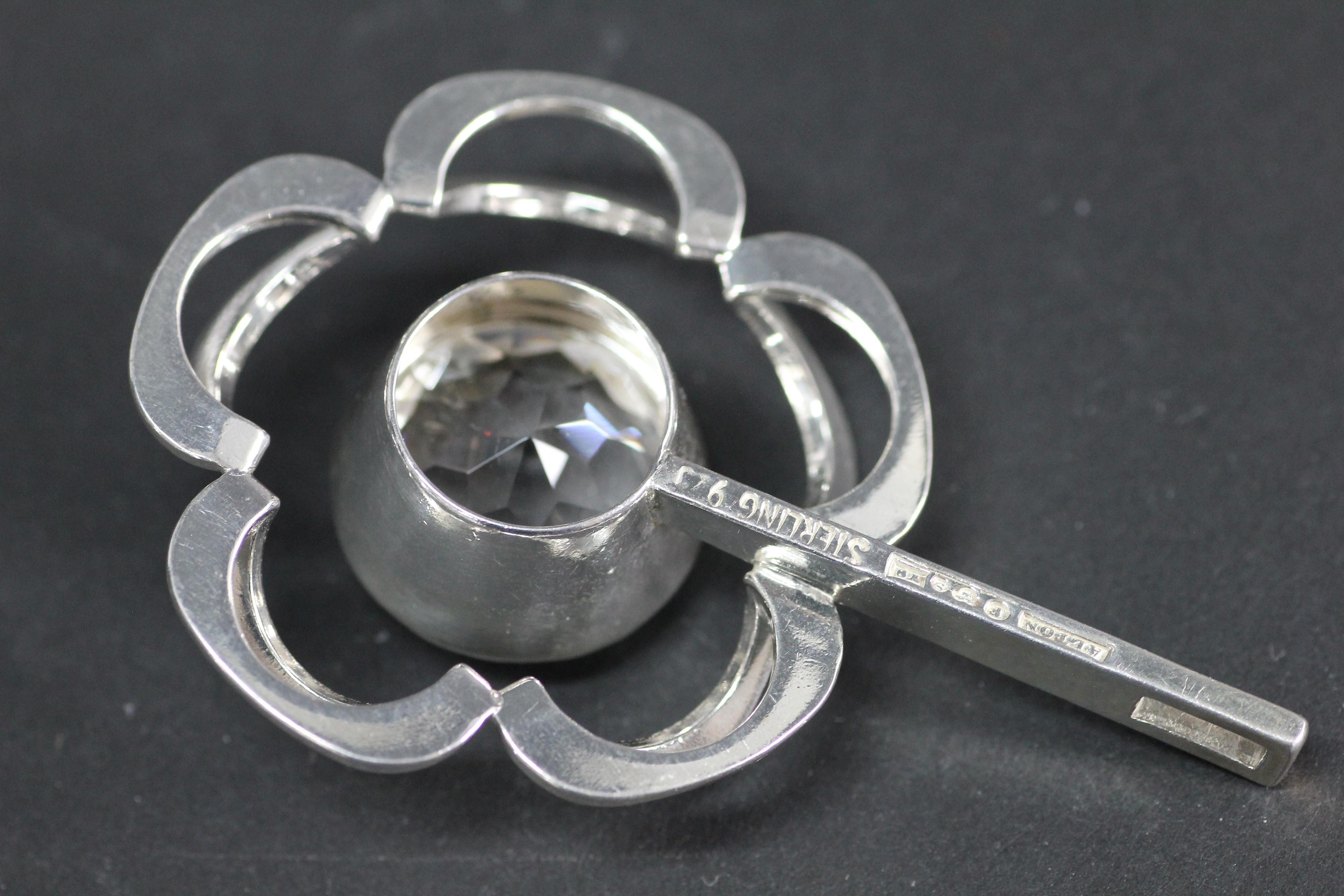 Swedish Modernist Pendant, Alton 1949, Sterling Silver and a Large Rock Crystal 3