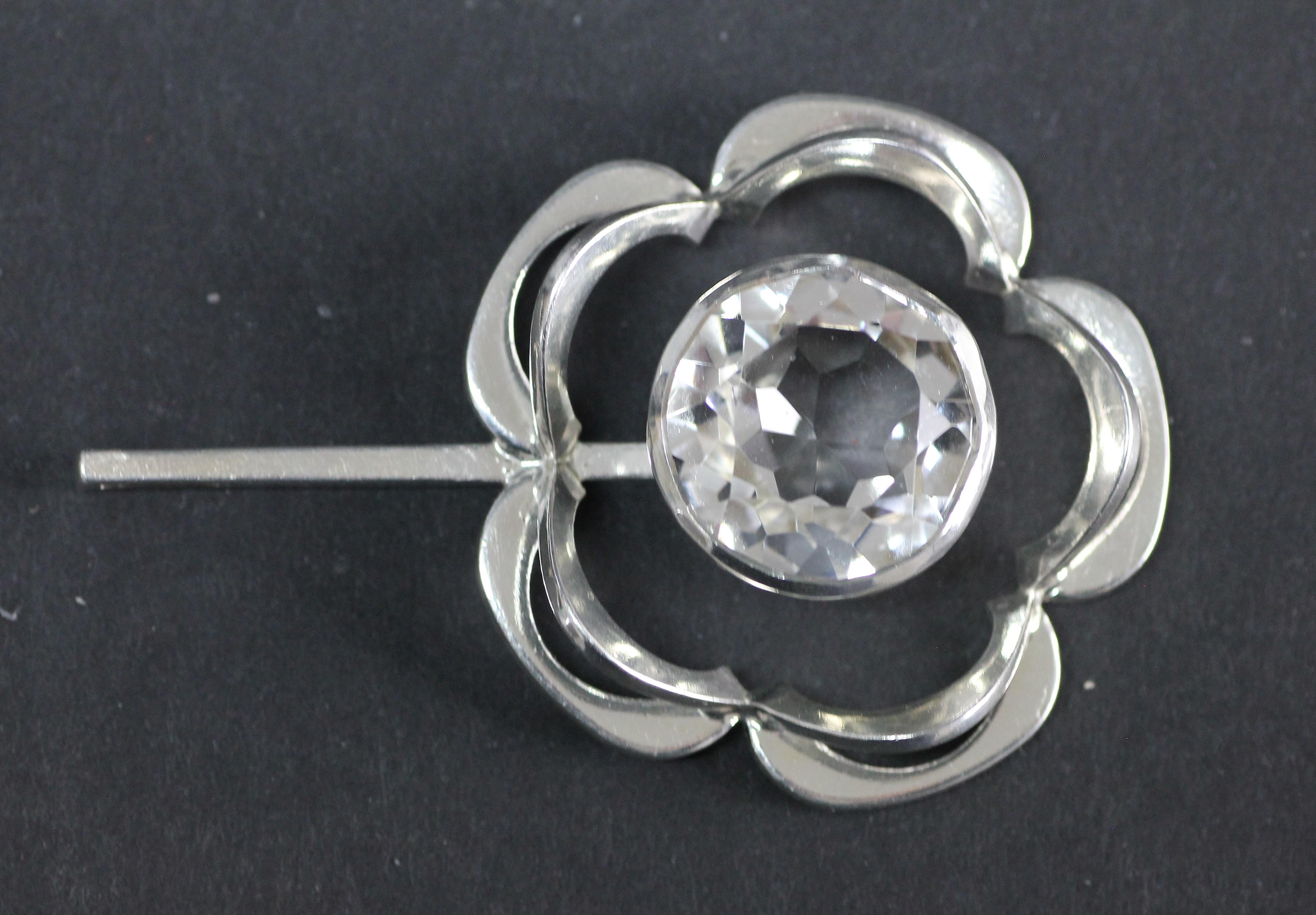 Swedish Modernist Pendant, Alton 1949, Sterling Silver and a Large Rock Crystal 5