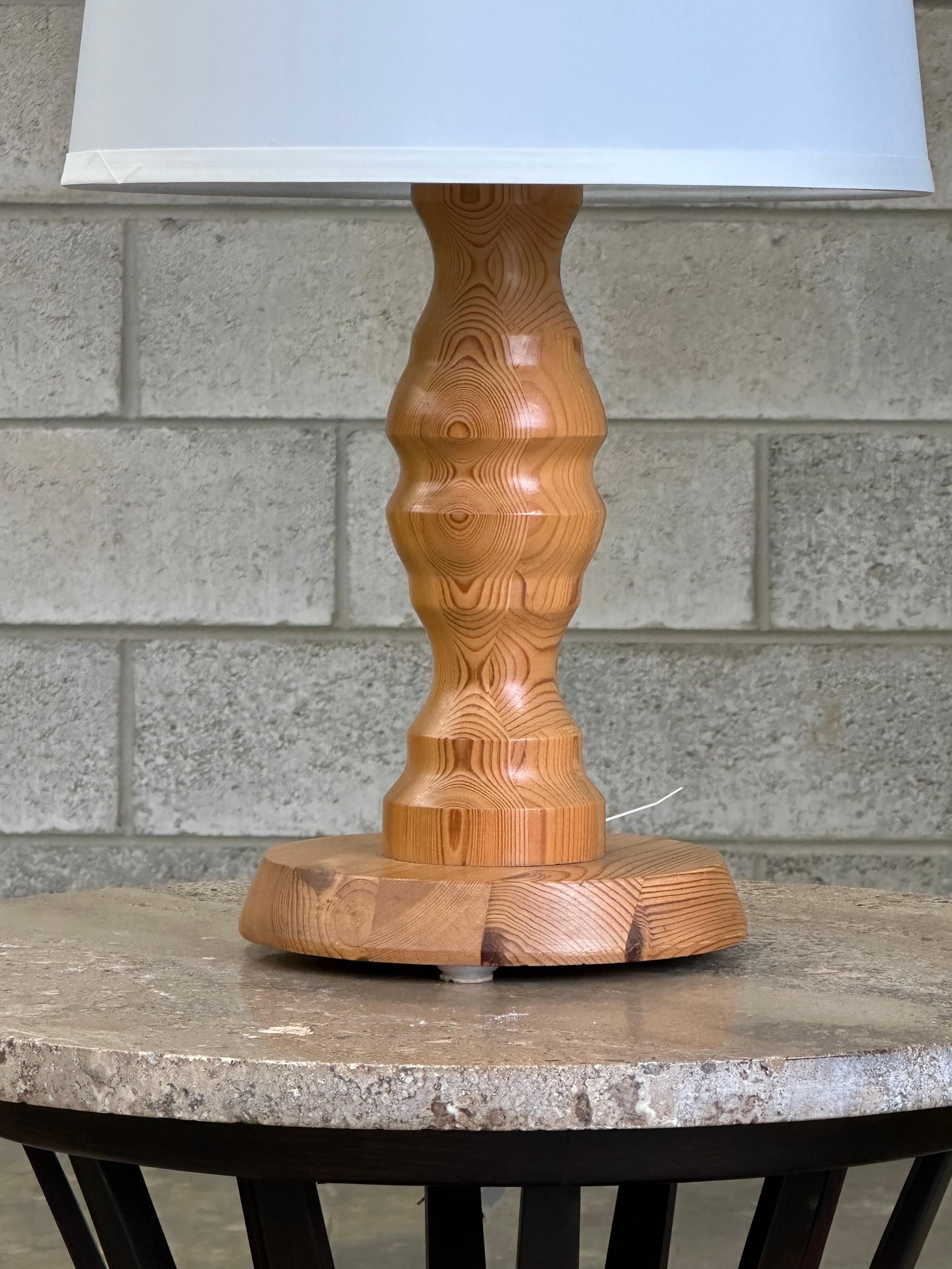 Mid-Century Modern Swedish Modernist Pine Turned Table Lamp For Sale