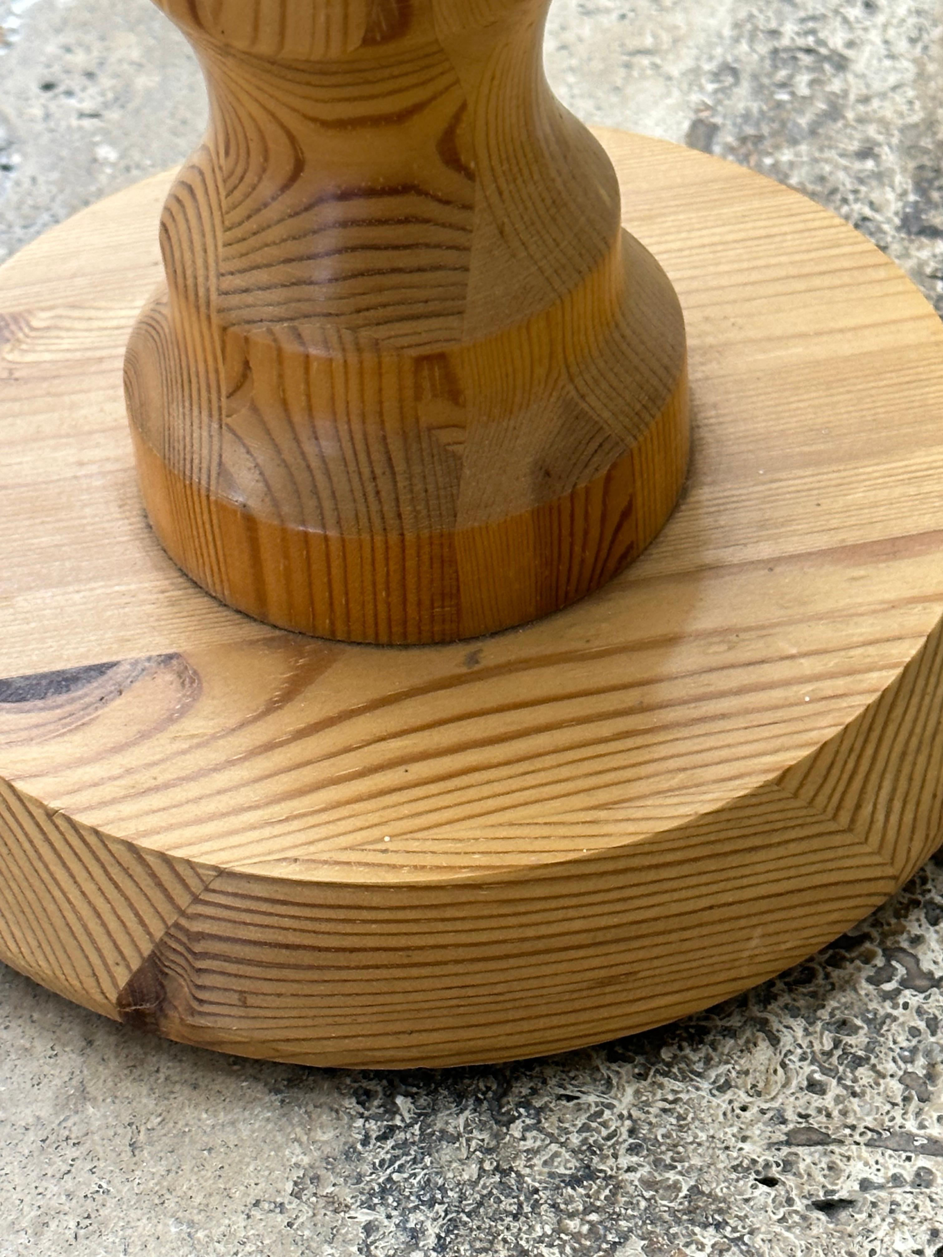 Late 20th Century Swedish Modernist Pine Turned Table Lamp For Sale