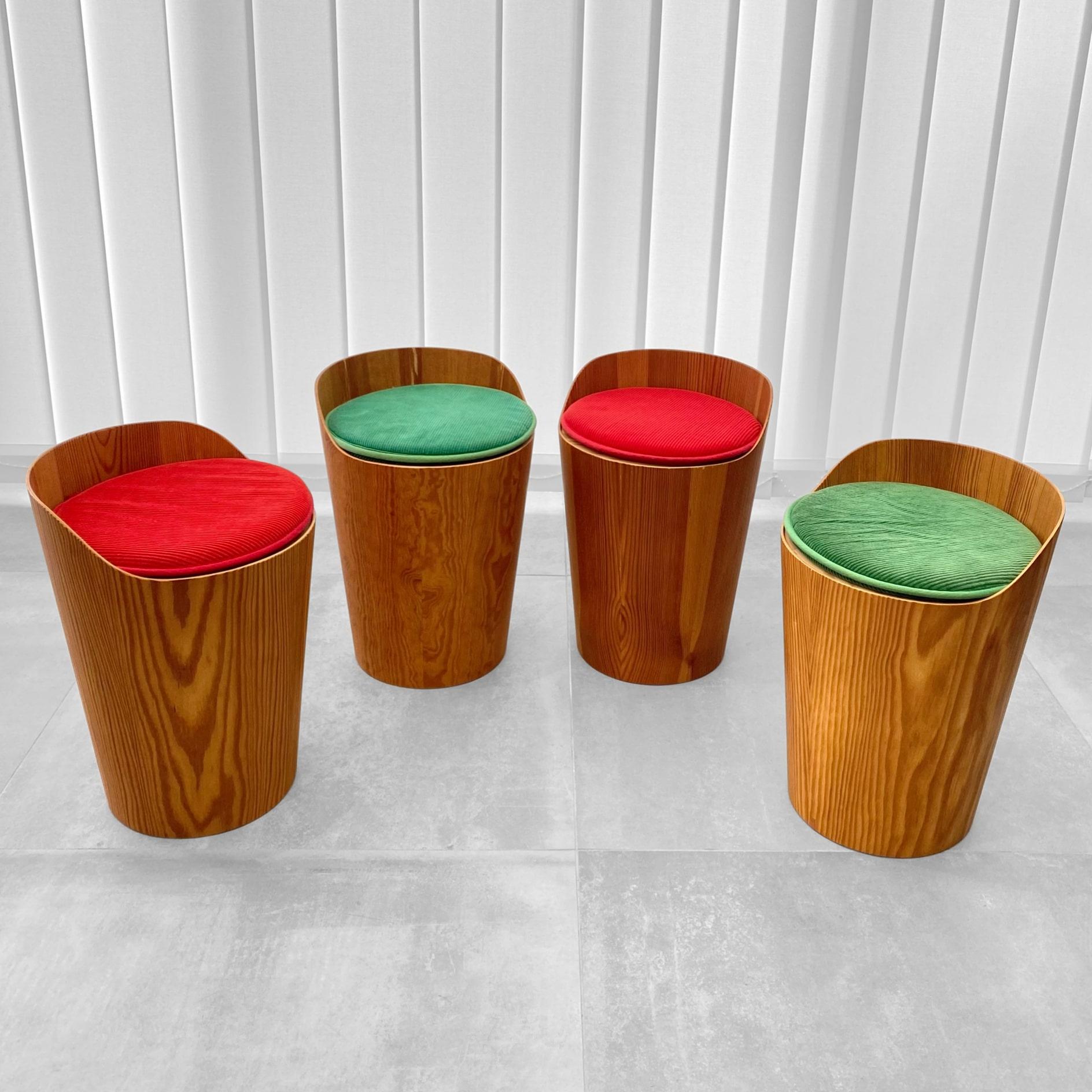 Scandinavian Modern Swedish modernist pinewood stools by Martin Åberg, Servex, 1960s For Sale