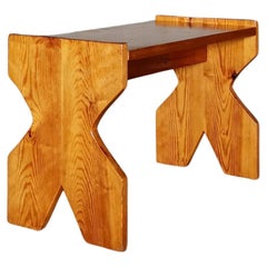 Swedish Modernist Solid Pine Stool/Sidetable, Les Arcs like patina, Sweden 1960s